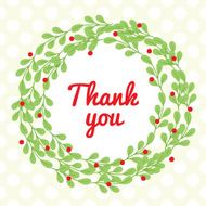 Thank you greeting card with wreath and berries N2
