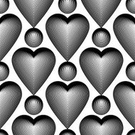 Art continuous geometric background with graphic lines and love hearts N2