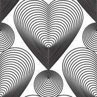 Abstract background with black lines and romantic hearts N2
