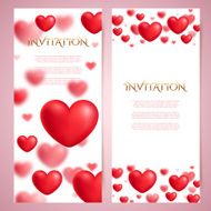 Romantic vector card templates voucher certificate blurred red hearts