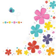 Decorative colorful flowers with butterfly greeting card N2