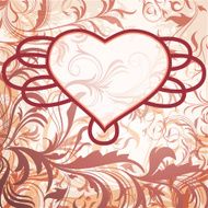 Vintage background with floral decoration and heart frame N2