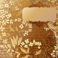 Luxury grunge golden background with handdrawn flowers