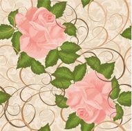 Seamless pattern with pink roses in vintage style N4