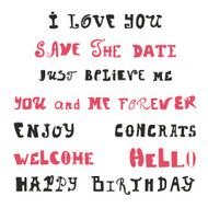 Hand drawn lettering Vector calligraphy Wedding and Birthday