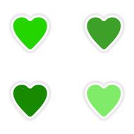 assembly realistic sticker design on paper hearts