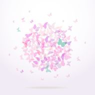 summer round banner card design Colorful pink butterfly on white