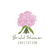 Invitation wedding card Bridal shower Bouquet of pink hand drawn