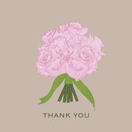 Greeting card Thank You with pink hand drawn roses and