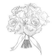 Hand Drawn vector bouquet roses Isolated illustration with fill