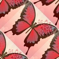 Romantic pink and red background with blended butterfly motif N2