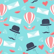 wedding seamless pattern background with isolated cartoon romantic decorative elements