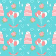wedding seamless pattern background with isolated cartoon romantic decorative elements N2