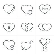 Line Icons Style hearts Set Vector Design