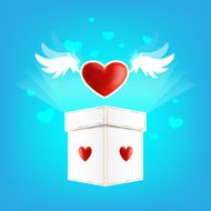 Beautiful heart on the wings of love with box