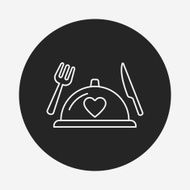 valentine&#039;s day meal line icon
