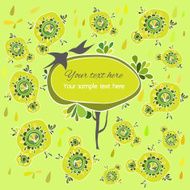 Green spring cover with swallows and flowers N2