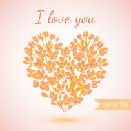 heart of watercolor flowers valentine day's card