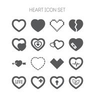 Set of simple icons with heart for Valentine day web