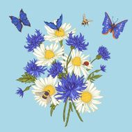 Greeting Card with Blooming Chamomile