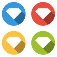 Collection of 4 isolated flat buttons for crystal (gem diamond)