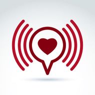 Heart over the speech bubble icon vector conceptual symbol