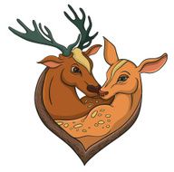 Deers falling in love Illustration with simple gradients