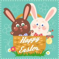 Happy Easter card with easter bunnies