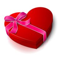 Vector realistic blank bright red heart shape box with pink N2
