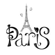 Hand drawn illustration with Eiffel tower Paris N2