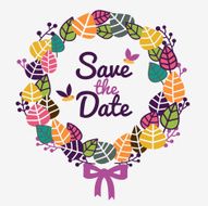 Save the date - vector card with leaves