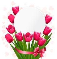 Celebration background with pink tulips Vector