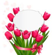 Celebration background with pink tulips Vector N2