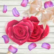 Couple Hearts of red roses on wood EPS 10