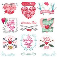 Wedding emblems set Invitations Labels decor element kit N2