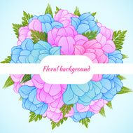 Beautiful card with a round wreath of different flowers N2