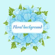 Beautiful card with a round wreath of different flowers N4