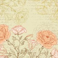 Grungy retro background with roses sketch