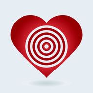 Red and white heart target icon Love aim concept