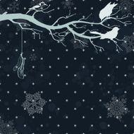 Vintage background with silhouette of branch birds