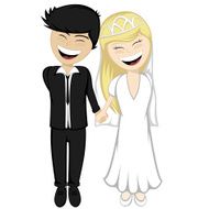 Happy newlyweds smiling