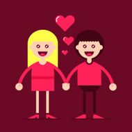 Young couple in love art illustration