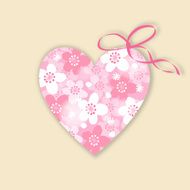 Cute wedding birthday card invitation with floral heart