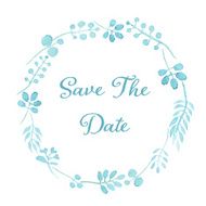 Save the date card Floral wreath watercolor hand drawn