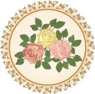 Vector bouquet of roses in a vintage frame N2