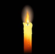 Burning candle on black background