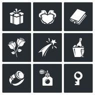 Gifts for women on holiday icons set Vector Illustration N2