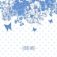 Blue Spring and Summer Floral Bouquet for Invitation Cards with N2