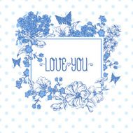 Blue Spring and Summer Floral Bouquet for Invitation Cards with N3