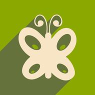 Flat with shadow icon and mobile applacation butterfly